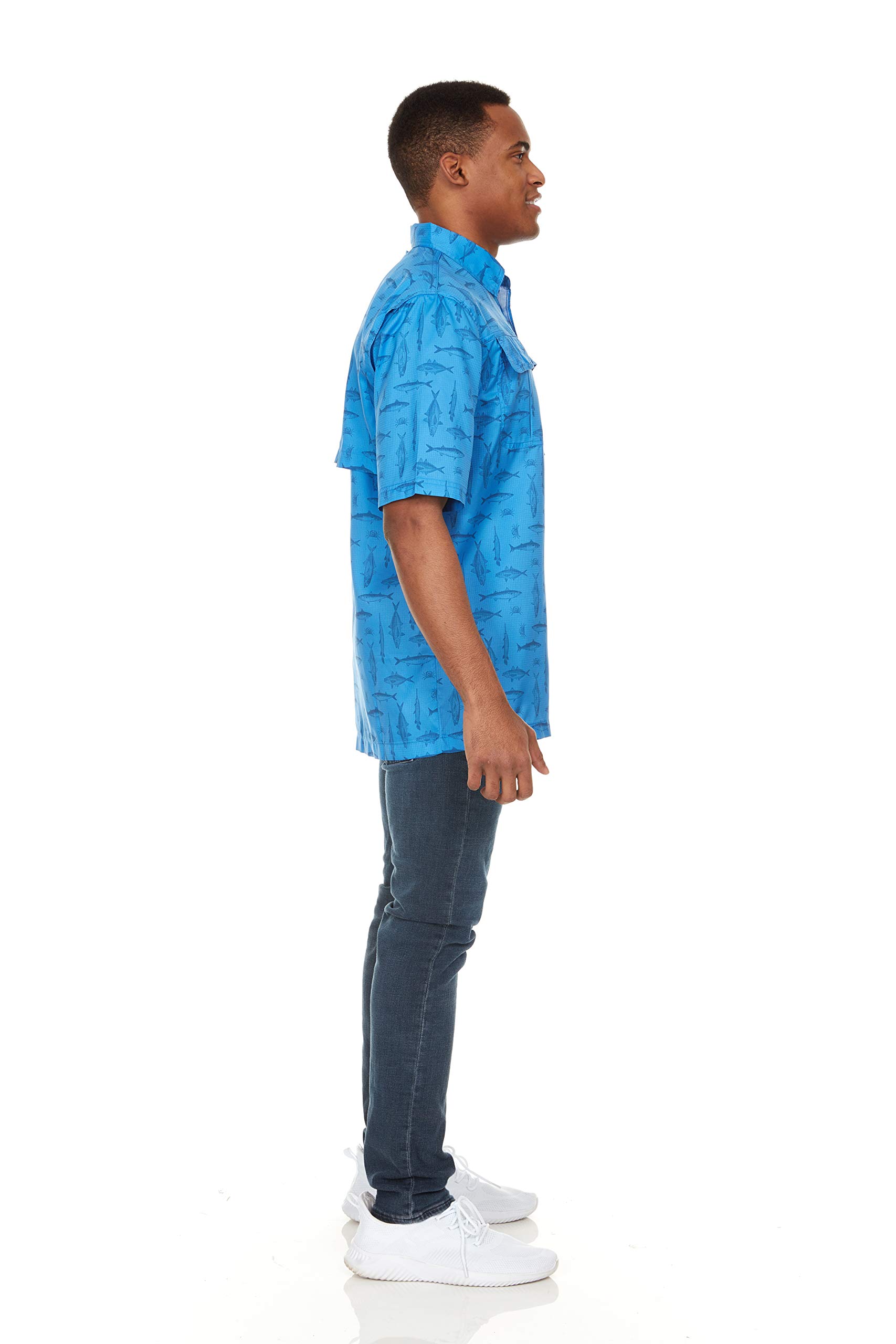 Swiss Alps Mens Short Sleeve Button Down Sun Protection UPF 30+Shirt Quick Dry Cooling Fishing Shirts Casual Summer Tops - Image 3